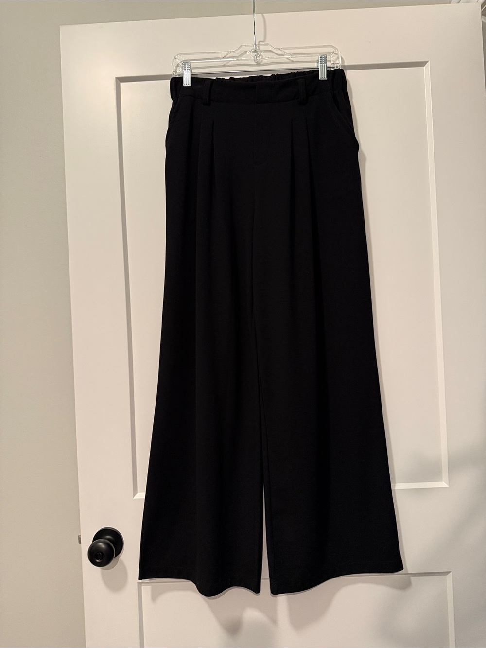 Halara black High Waisted Wide Waistband Pocket Wide Leg Waffle Work Pants M - Picture 3 of 5